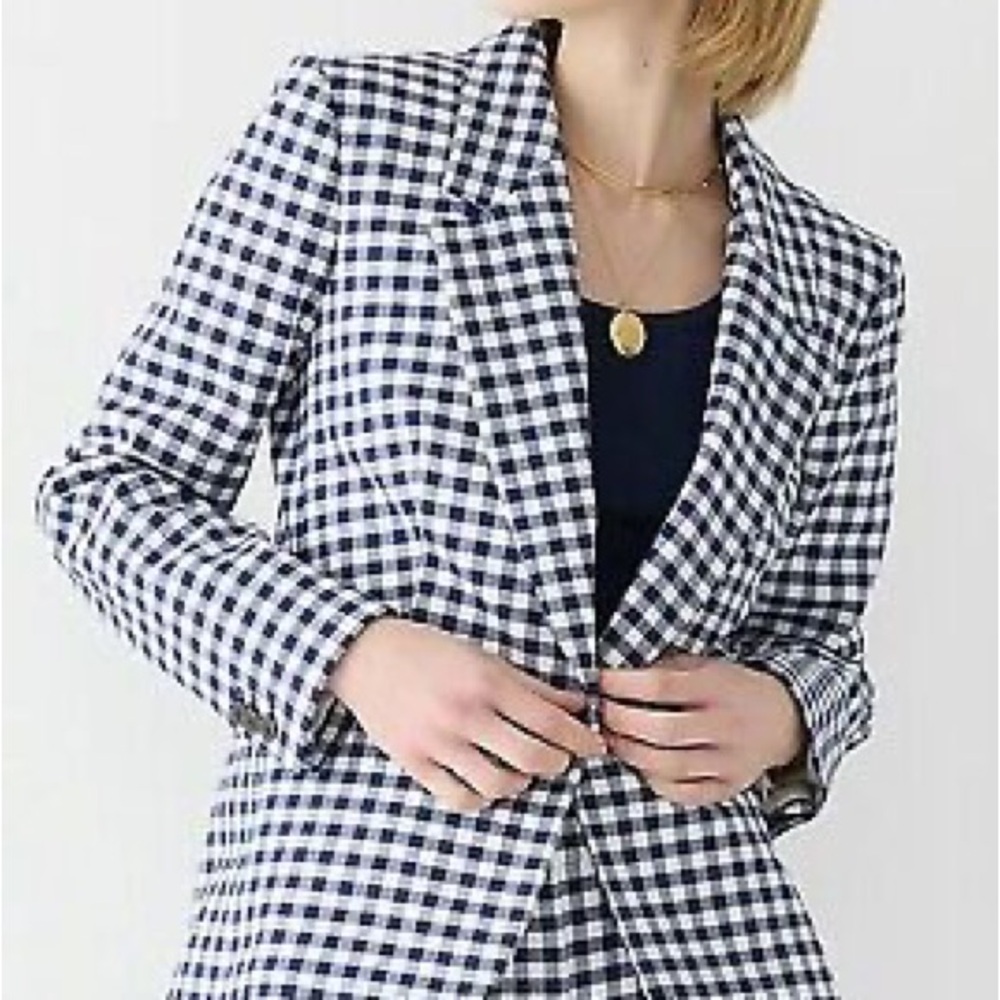 J.Crew Women's Navy Gingham Parke Blazer sz 10